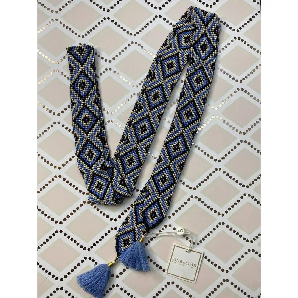 SHIRALEAH New Multicolor Beaded Pia Necktie Necklace Native Southwest Black Blue